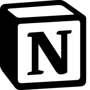 Notion Logo, which looks like a capital N in a outline of a cube. 