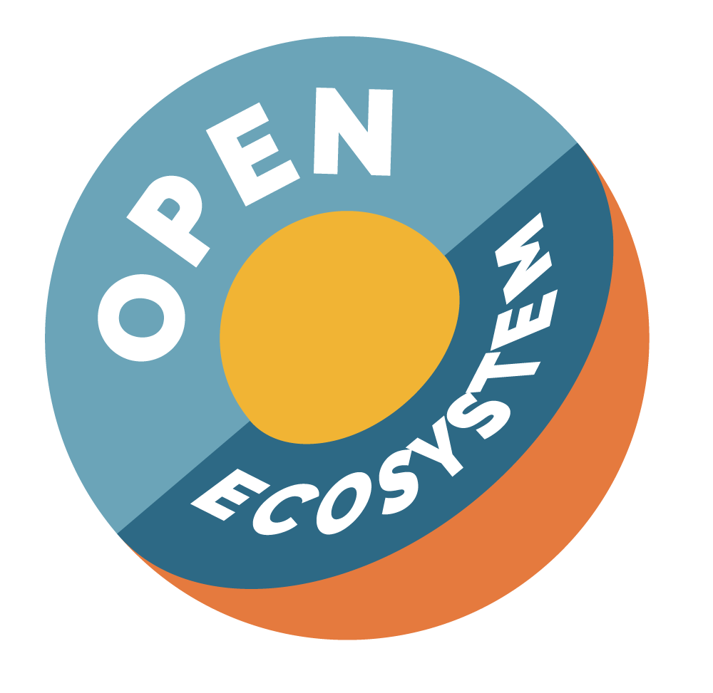 A circle with the words 'open ecosystem' written inside it