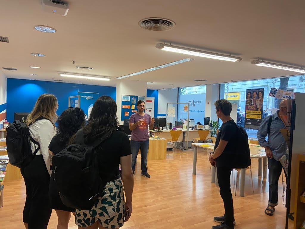 Inside a youth information point in Barcelona.
