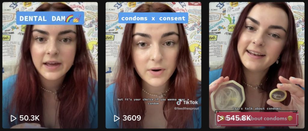 Screenshot of some Sprout TikTok vidoes