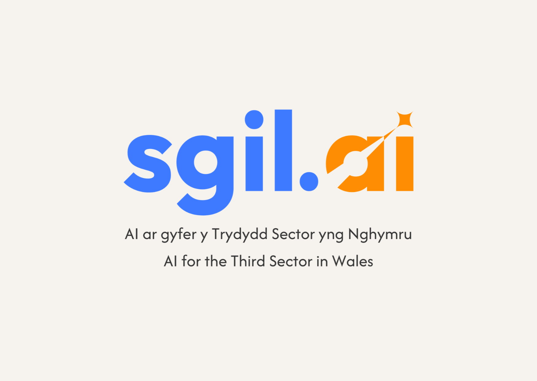 Logo spelling out the words Sgil (Welsh for Skill) AI and the words AI for the Third Sector in Wales underneath