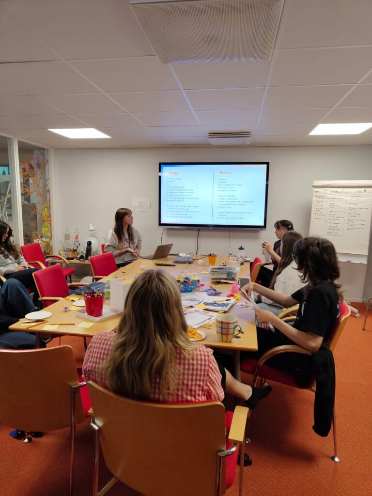 Working together around a table in the office