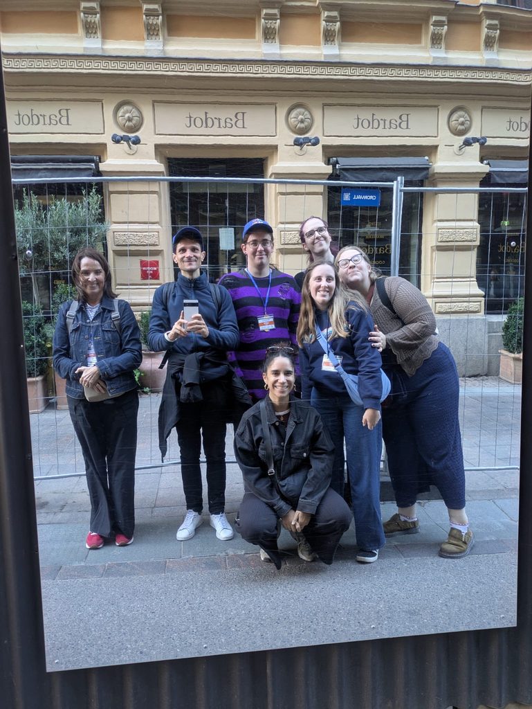 Group photo of Mind Our Future Gwent Young People in a mirror in Helsinki