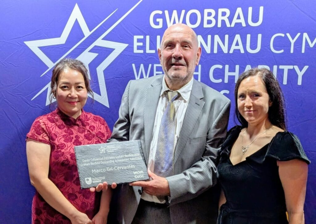 Marco alongside new ProMo Cymru Co-CEO's, Cindy and Arielle
